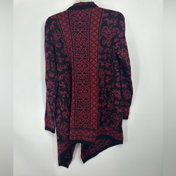 Lucky Brand Red & Black Wrap Cardigan Sz M Open Front Draped NWOT Brand $129 - Picture 4 of 4